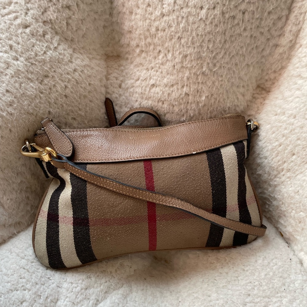 Burberry Tan and Red Crossbody Bag